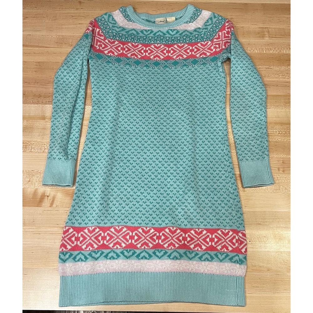 Vintage LL Bean‎ Chevron Long Sleeve Sweater Dress, Girl's Size 14